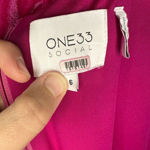 One33 Social Womens Dress Size 6 Pink Vanessa Draped Velvet Cut Out Crossover - Picture 9 of 13